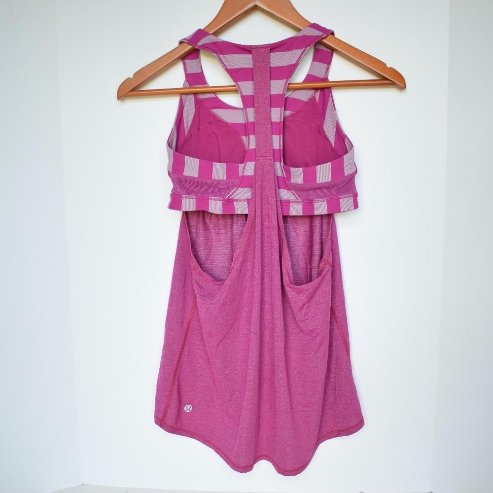 Lululemon 2-IN-Run Tank SZ 6 Heathered Raspberry - Picture 4 of 7